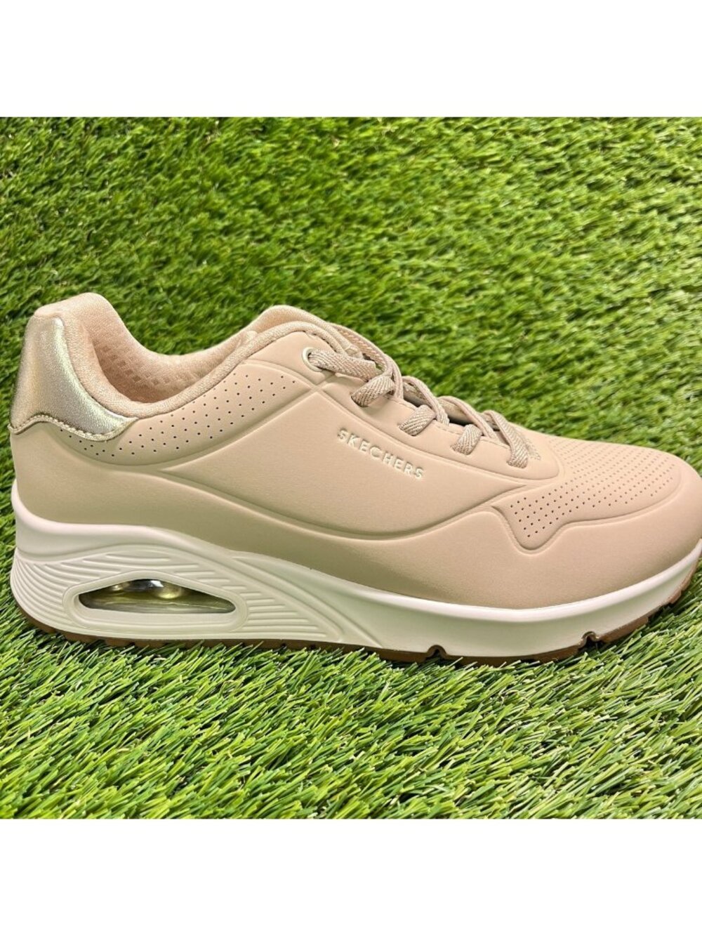 Skechers Uno Shimmer Away Womens Size 7.5 Beige Athletic Running Shoes Sneakers